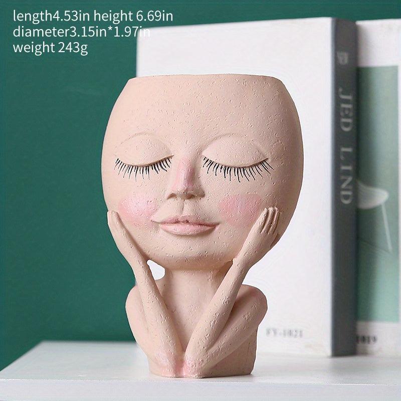 Resin Face Planter Pots for Succulents Indoor/Outdoor Decor