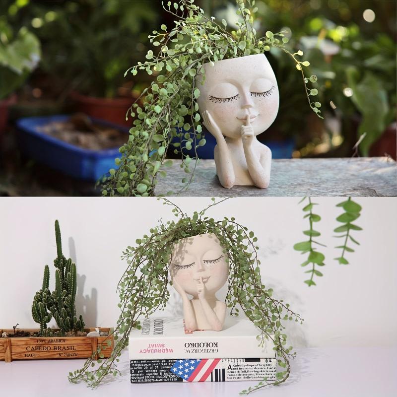 Resin Face Planter Pots for Succulents Indoor/Outdoor Decor