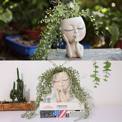 Resin Face Planter Pots for Succulents Indoor/Outdoor Decor