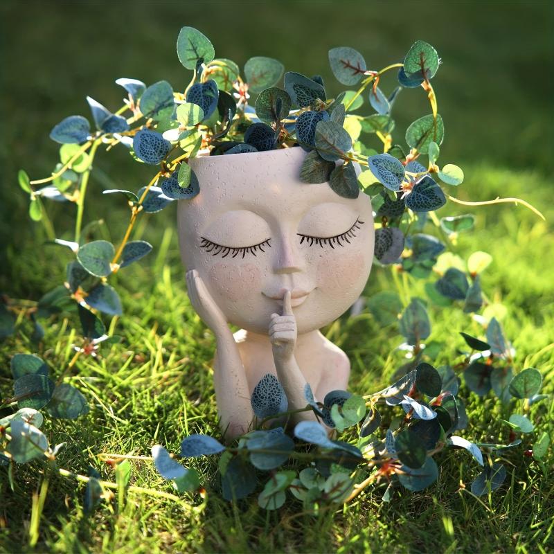 Resin Face Planter Pots for Succulents Indoor/Outdoor Decor