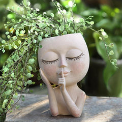 Resin Face Planter Pots for Succulents Indoor/Outdoor Decor