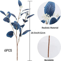 6pcs Eucalyptus Stems Greenery Seeds Home Kitchen Vase Party Decor