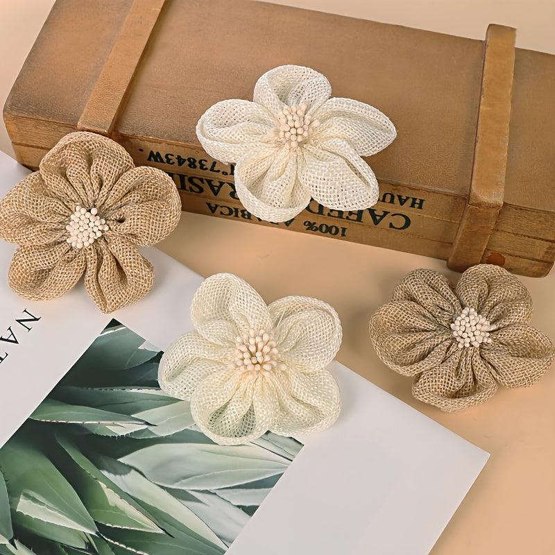 5pcs Burlap Flowers DIY Party Decoration Wedding Flowers