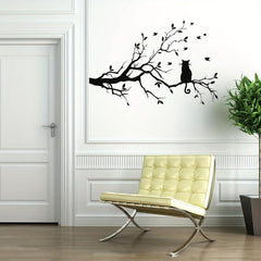 Cat on Tree Branch Wall Sticker for Living Room Decor