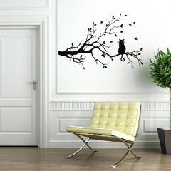 Cat on Tree Branch Wall Sticker for Living Room Decor