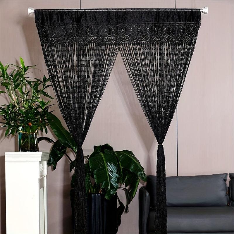 1pc Tassel Line Curtain Flowers Translucent Curtain