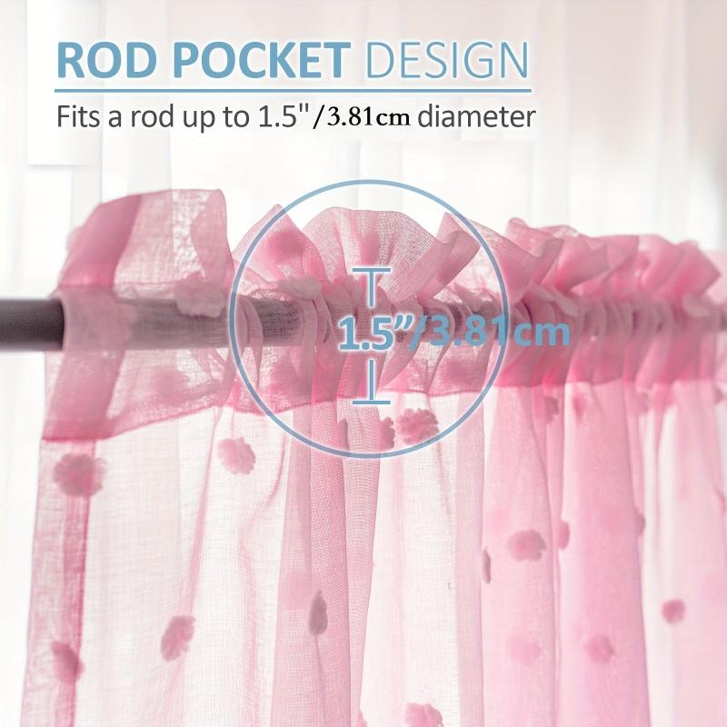1pc Pom Pom Dot Semi Voile Curtain for Girls Bedroom
