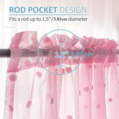 1pc Pom Pom Dot Semi Voile Curtain for Girls Bedroom