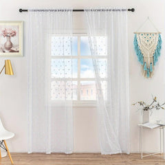 1pc Pom Pom Dot Semi Voile Curtain for Girls Bedroom