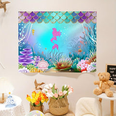 Underwater World Mermaid Tapestry - Birthday Party Decor