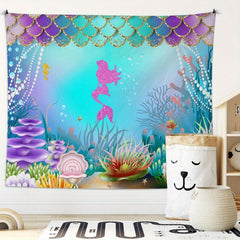 Underwater World Mermaid Tapestry - Birthday Party Decor