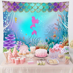 Underwater World Mermaid Tapestry - Birthday Party Decor