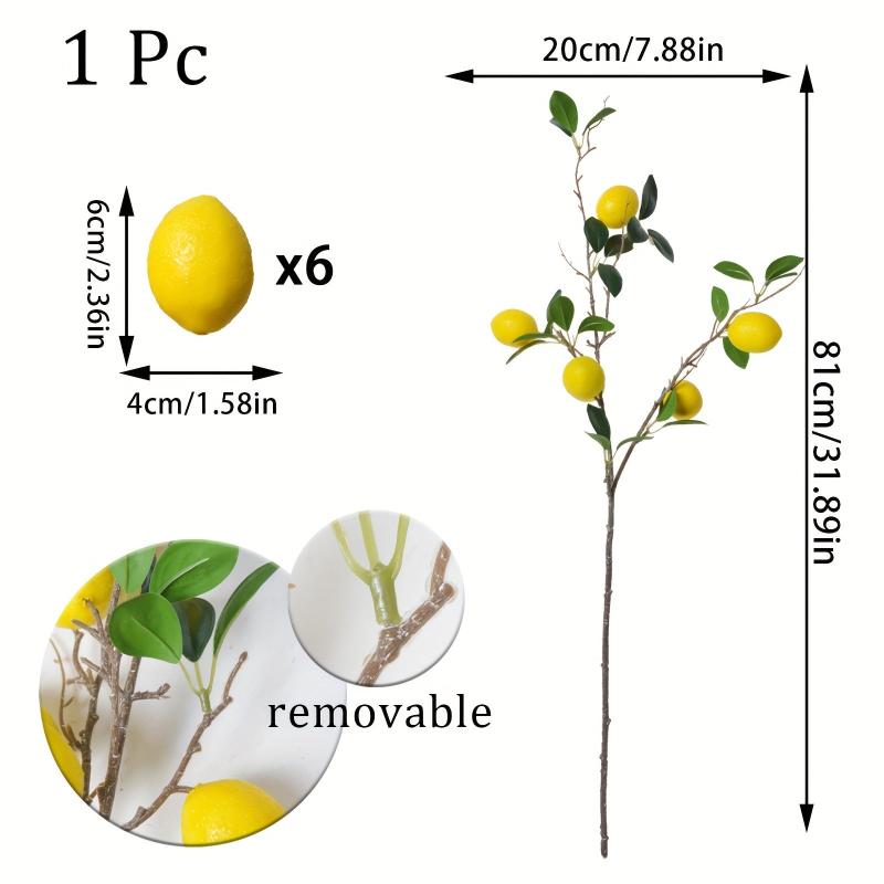 6pcs Yellow Lemon Branches 31 Inch Artificial Flower Branches