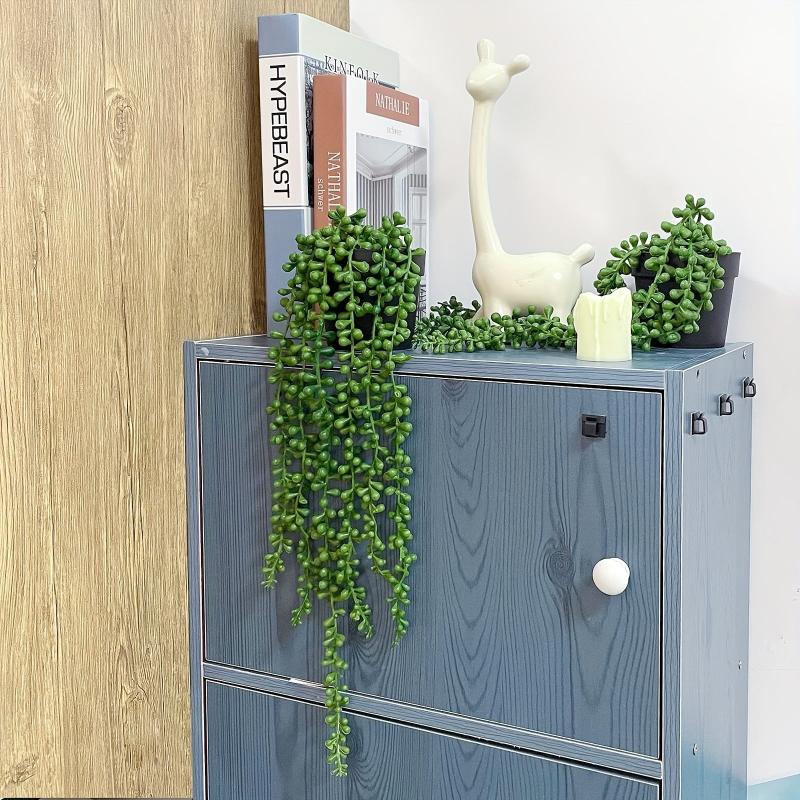 2pcs Artificial Plants with Pearl Strings in Flower Pots