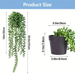 2pcs Artificial Plants with Pearl Strings in Flower Pots