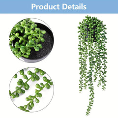 2pcs Artificial Plants with Pearl Strings in Flower Pots
