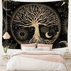 Golden Tree Of Life Tapestry Home Decor Wall Blanket Wall Decor