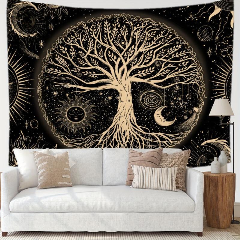 Golden Tree Of Life Tapestry Home Decor Wall Blanket Wall Decor