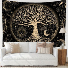 Golden Tree Of Life Tapestry Home Decor Wall Blanket Wall Decor