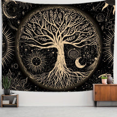 Golden Tree Of Life Tapestry Home Decor Wall Blanket Wall Decor