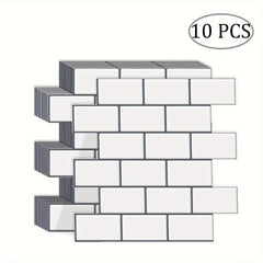10 Sheets Waterproof 3D Tile Stickers Kitchen Bathroom Backsplash