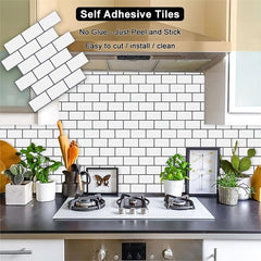 10 Sheets Waterproof 3D Tile Stickers Kitchen Bathroom Backsplash