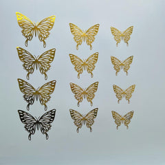 12pcs 3D Metal Texture Hollow Paper Butterfly Stickers Wall Decor Bedroom Home