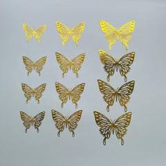 12pcs 3D Metal Texture Hollow Paper Butterfly Stickers Wall Decor Bedroom Home