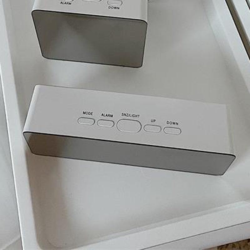 LED Mirror Table Clock with Digital Alarm and Snooze Function