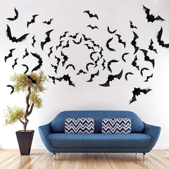 60pcs Halloween Bats Wall Stickers 3D Bats Halloween Decoration