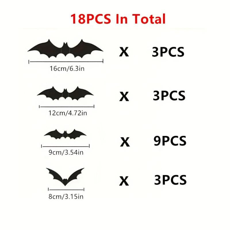 60pcs Halloween Bats Wall Stickers 3D Bats Halloween Decoration