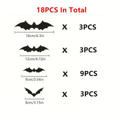 60pcs Halloween Bats Wall Stickers 3D Bats Halloween Decoration