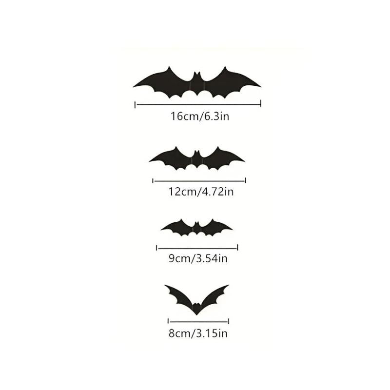 60pcs Halloween Bats Wall Stickers 3D Bats Halloween Decoration