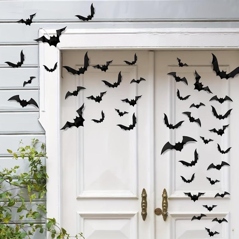 60pcs Halloween Bats Wall Stickers 3D Bats Halloween Decoration