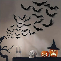 60pcs Halloween Bats Wall Stickers 3D Bats Halloween Decoration