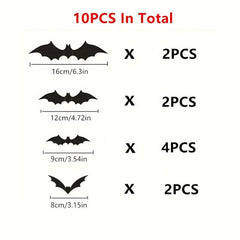 60pcs Halloween Bats Wall Stickers 3D Bats Halloween Decoration