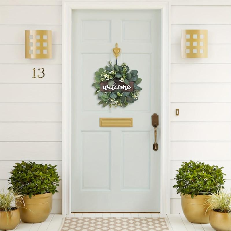 Green Eucalyptus Wreath With Welcome Sign