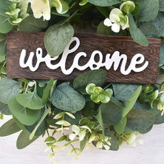Green Eucalyptus Wreath With Welcome Sign