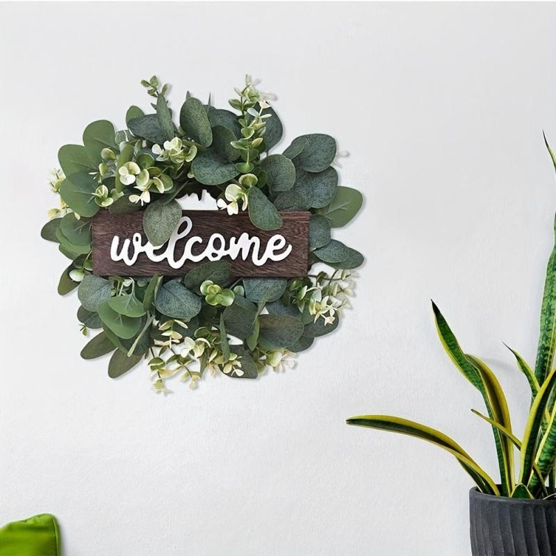 Green Eucalyptus Wreath With Welcome Sign