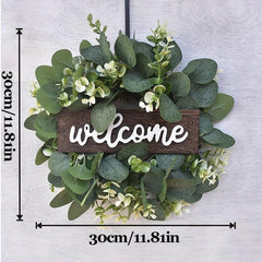 Green Eucalyptus Wreath With Welcome Sign