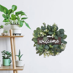 Green Eucalyptus Wreath With Welcome Sign