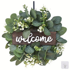 Green Eucalyptus Wreath With Welcome Sign