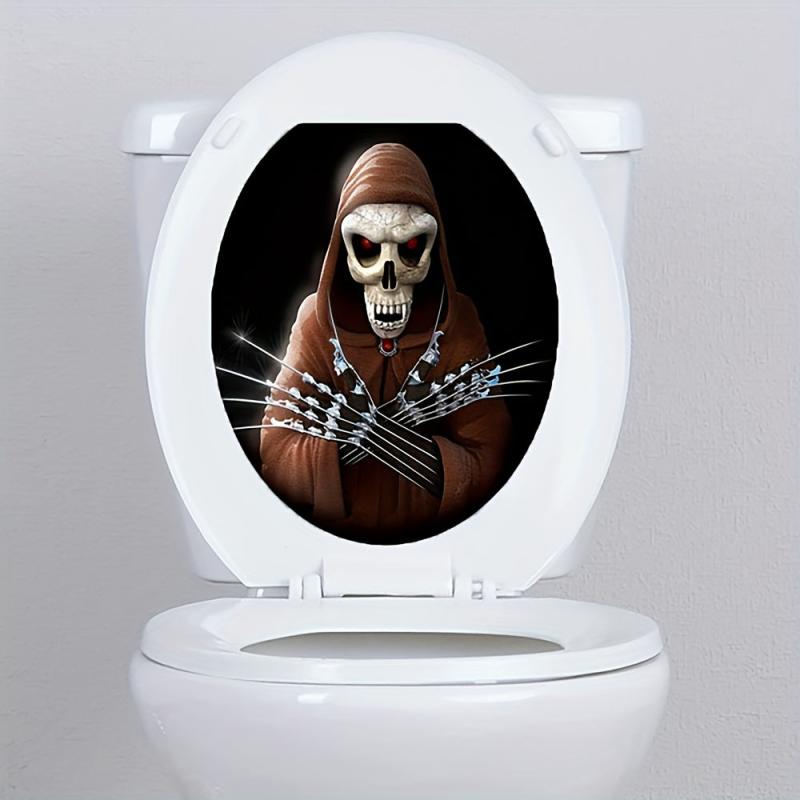 1pc Halloween Toilet Sticker PVC Self Adhesive Scary Scary Toilet Lid Decor