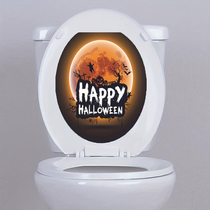 1pc Halloween Toilet Sticker PVC Self Adhesive Scary Scary Toilet Lid Decor