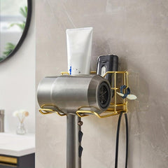 Wall-Mounted Hair Dryer Holder with Plug Organizer