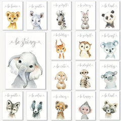 Safari Woodlands Baby Animals And Motivational Quotes Posters