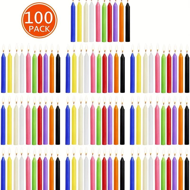 100pcs Colorful Mini Taper Candles for Rituals Spells Wax Play