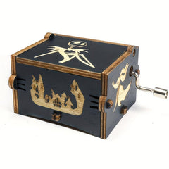 Wooden Engraved Music Box Christmas Halloween Birthday Room Decoration
