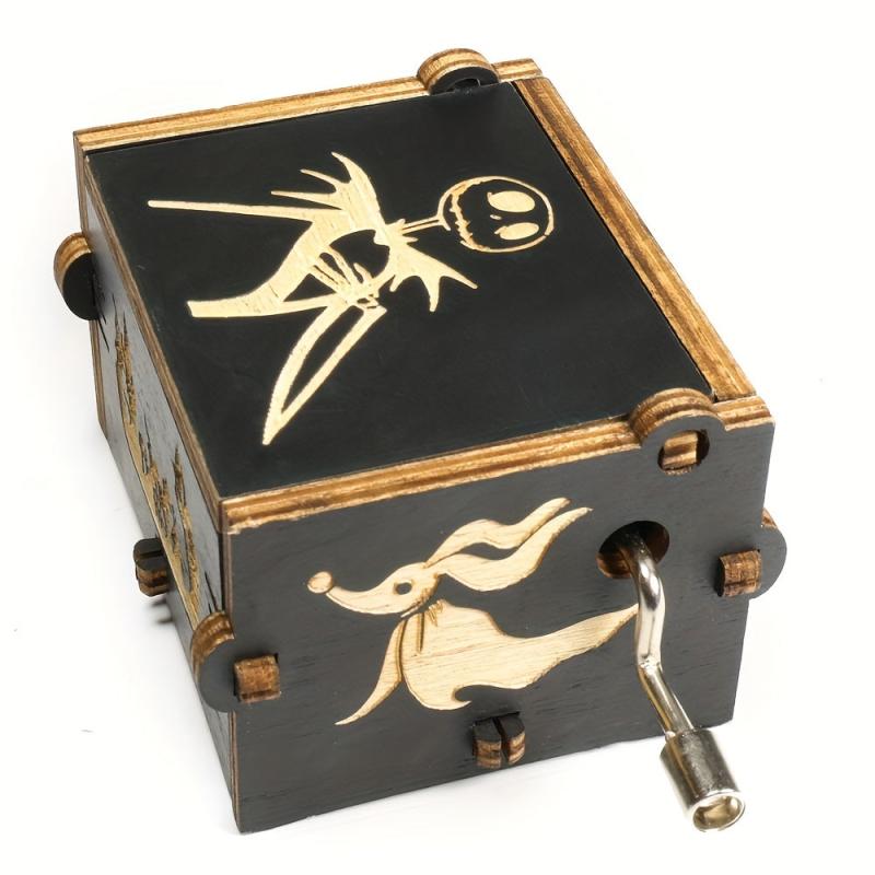 Wooden Engraved Music Box Christmas Halloween Birthday Room Decoration