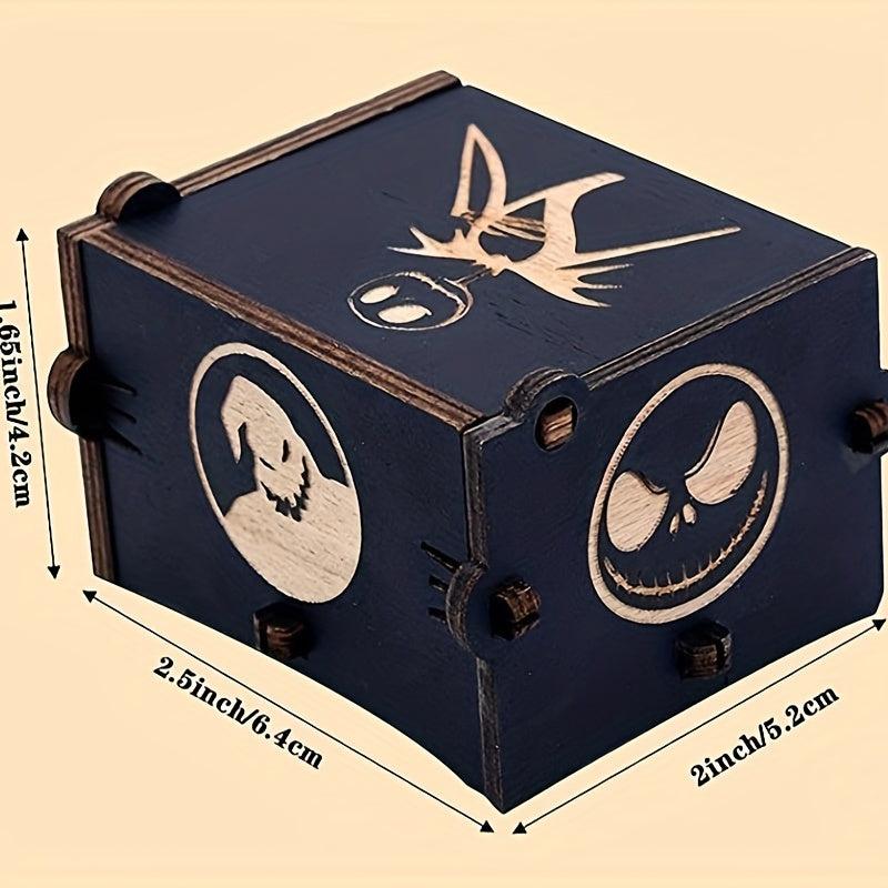 Wooden Engraved Music Box Christmas Halloween Birthday Room Decoration